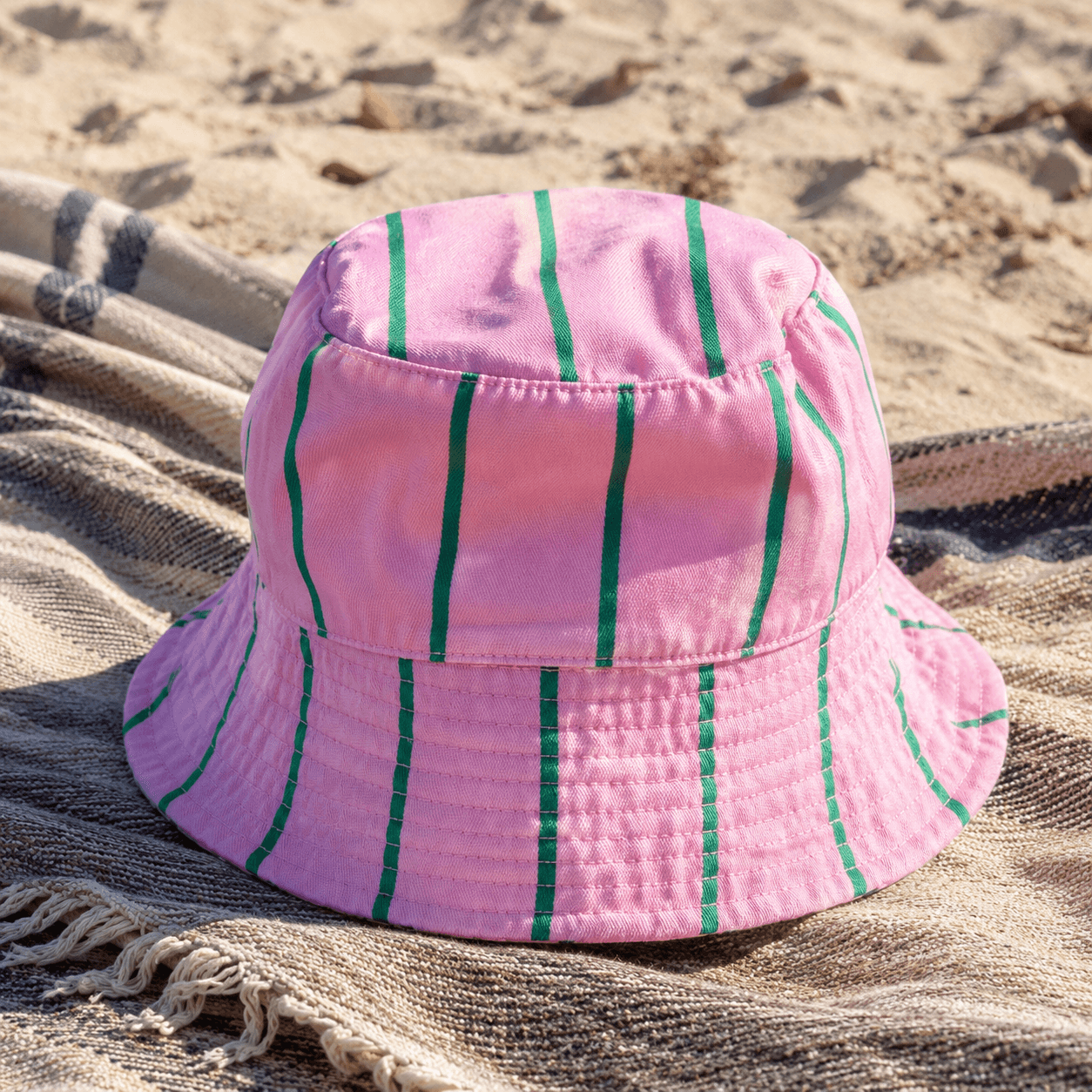Pink & Green Striped Bucket Hat - All Good Things