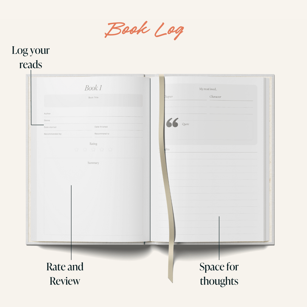Reading Journal Bookshelf | Book Log Planner | A5 Hardcover - All Good Things