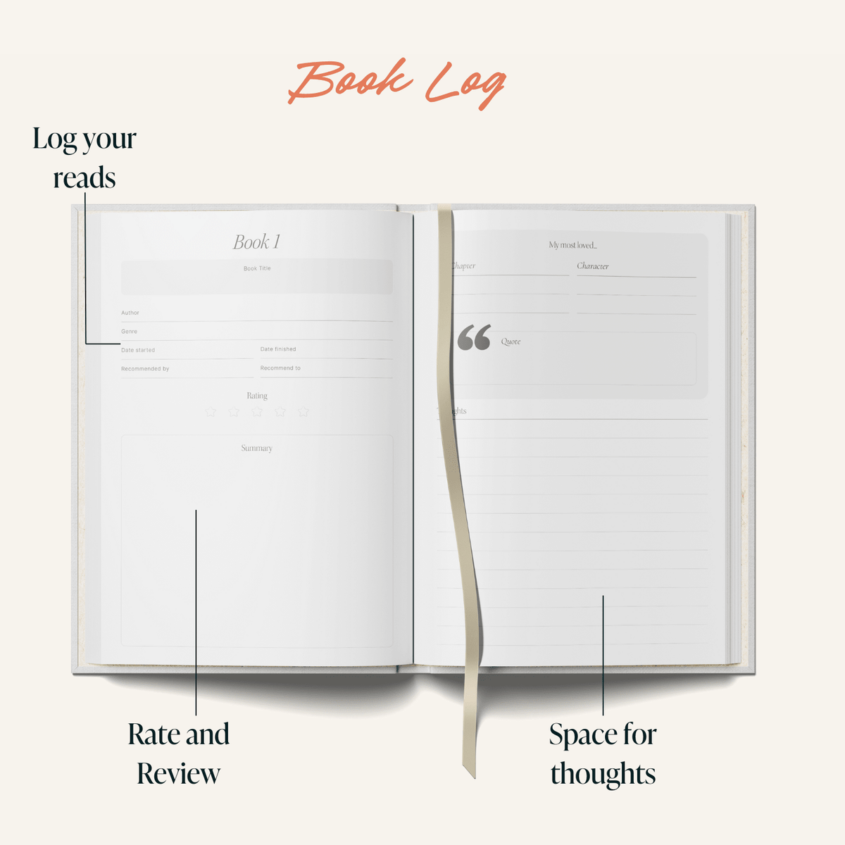 Reading Journal Bookshelf | Book Log Planner | A5 Hardcover - All Good Things