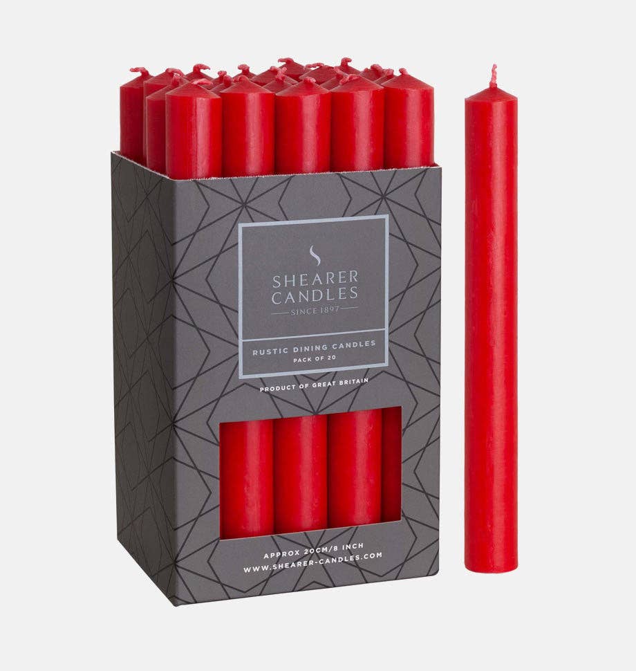 Red 8 inch Dinner Candles x 20 - All Good Things