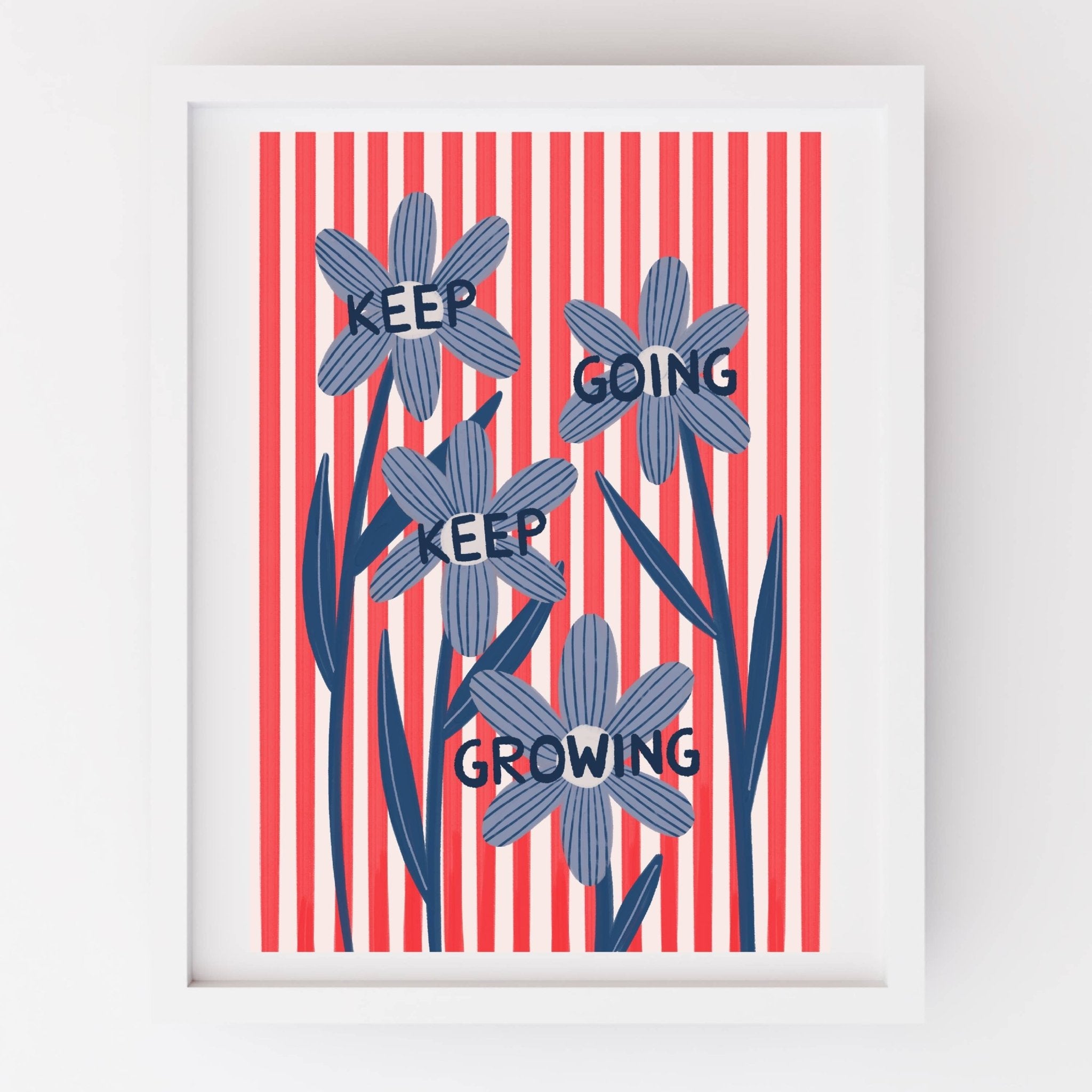Red stripes keep going keep growing floral print: A5 - All Good Things