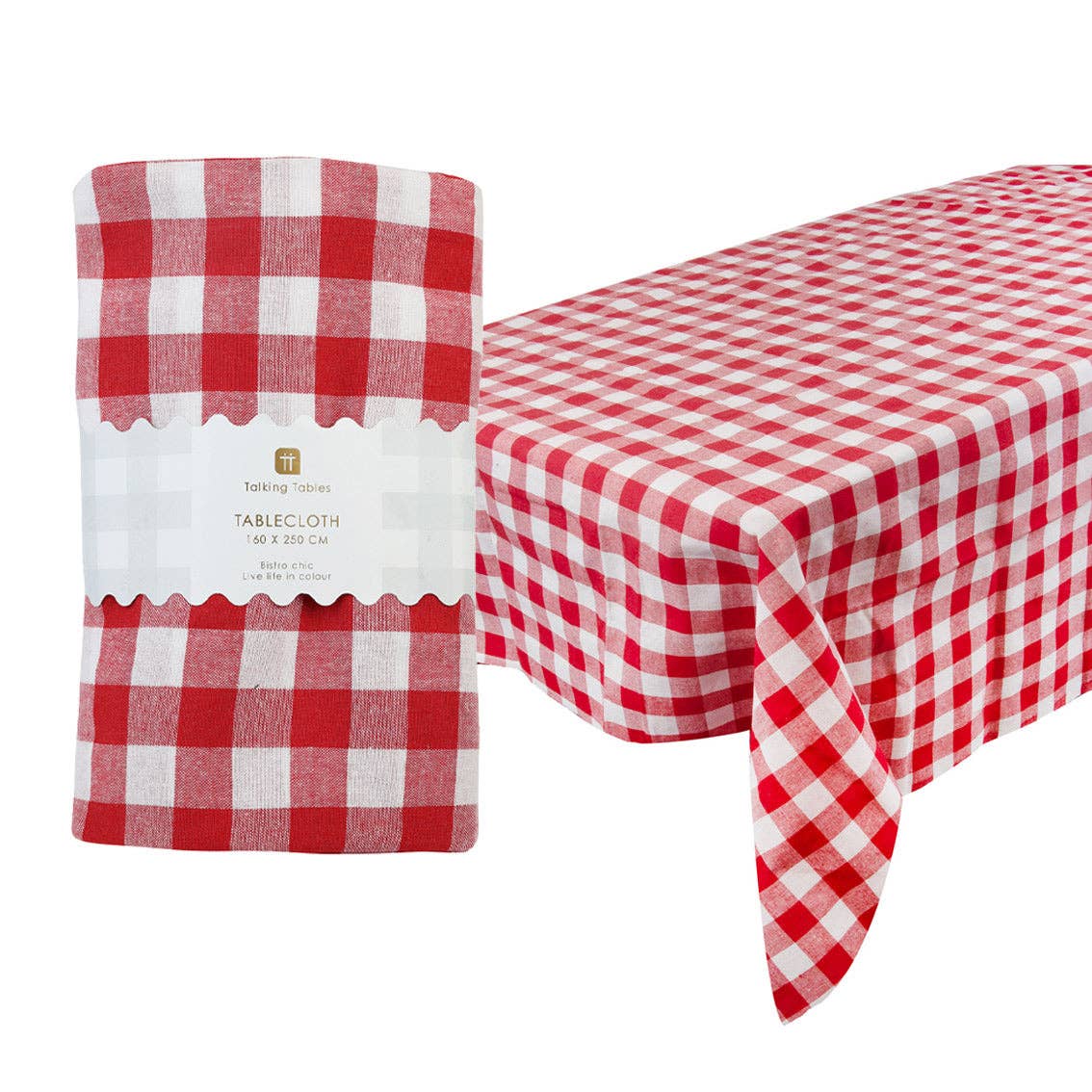 Red & White Cotton XL Gingham Tablecloth | 160cm x 250cm | Christmas Decor - All Good Things