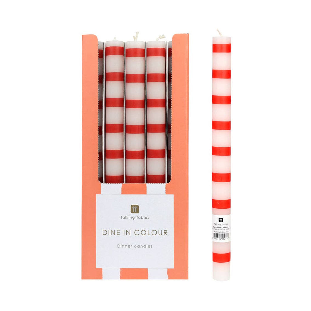 Red & White Stripe Straight Dinner Candles - Display | Home Decor | - All Good Things