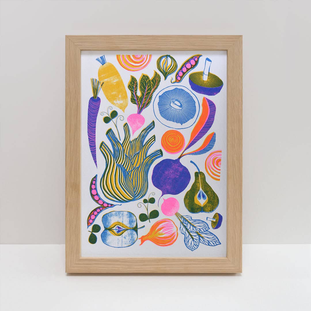 Roots, Fruits & Shoots | A4 Risograph Print, wall art - All Good Things