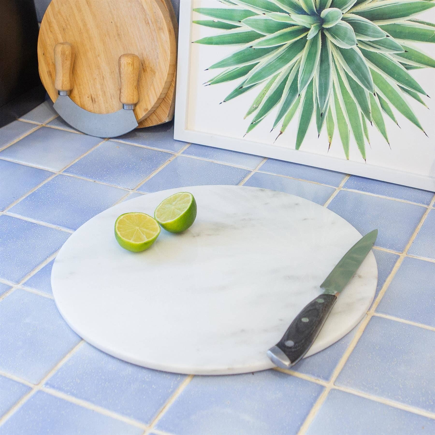Round Marble Chopping Board - 30cm, White - All Good Things