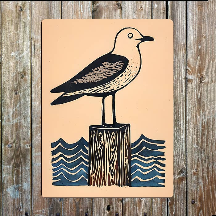 Seagull On Post Sea Nautical Metal Sign Plaque: 8x10inch - All Good Things