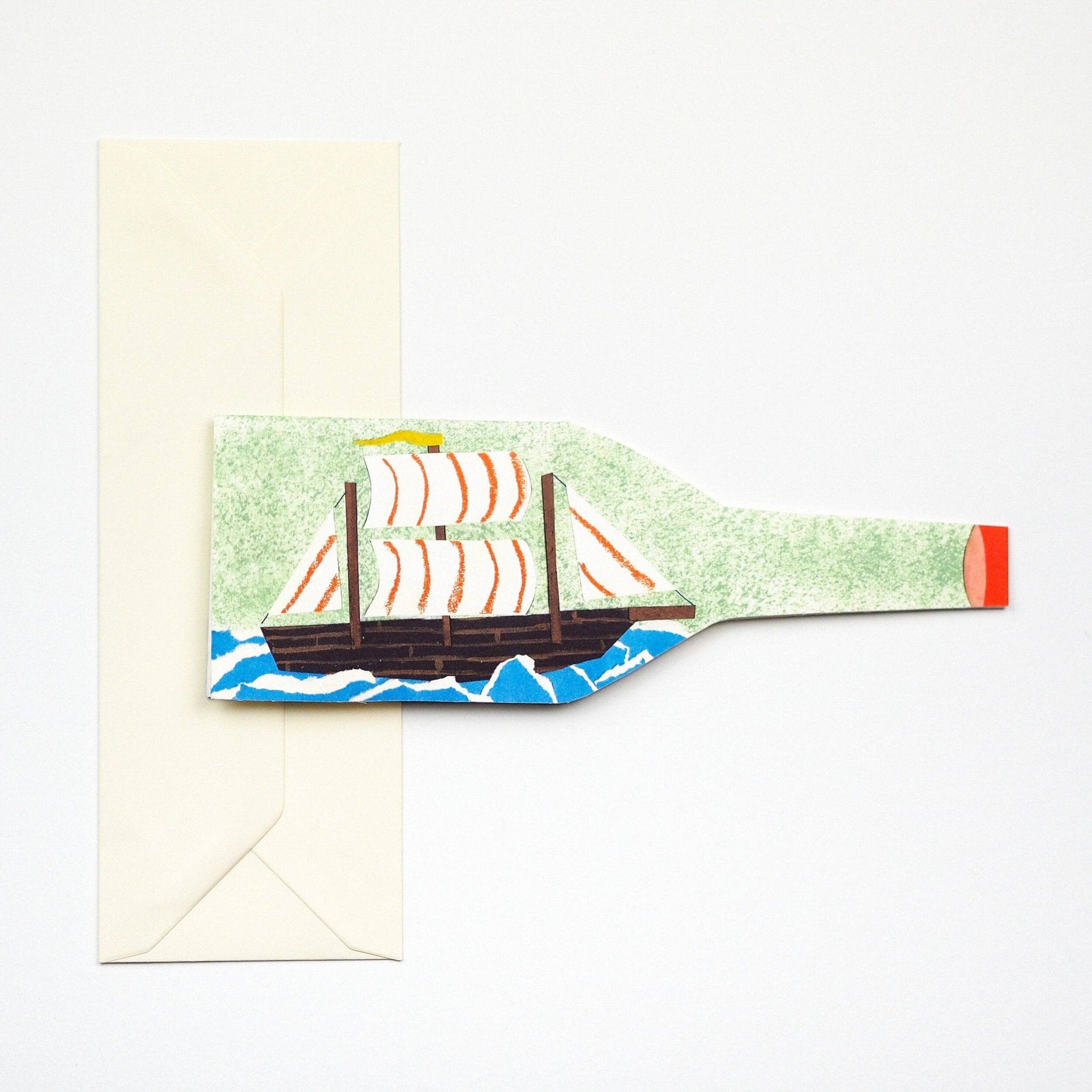 Ship in a Bottle nautical card - All Good Things