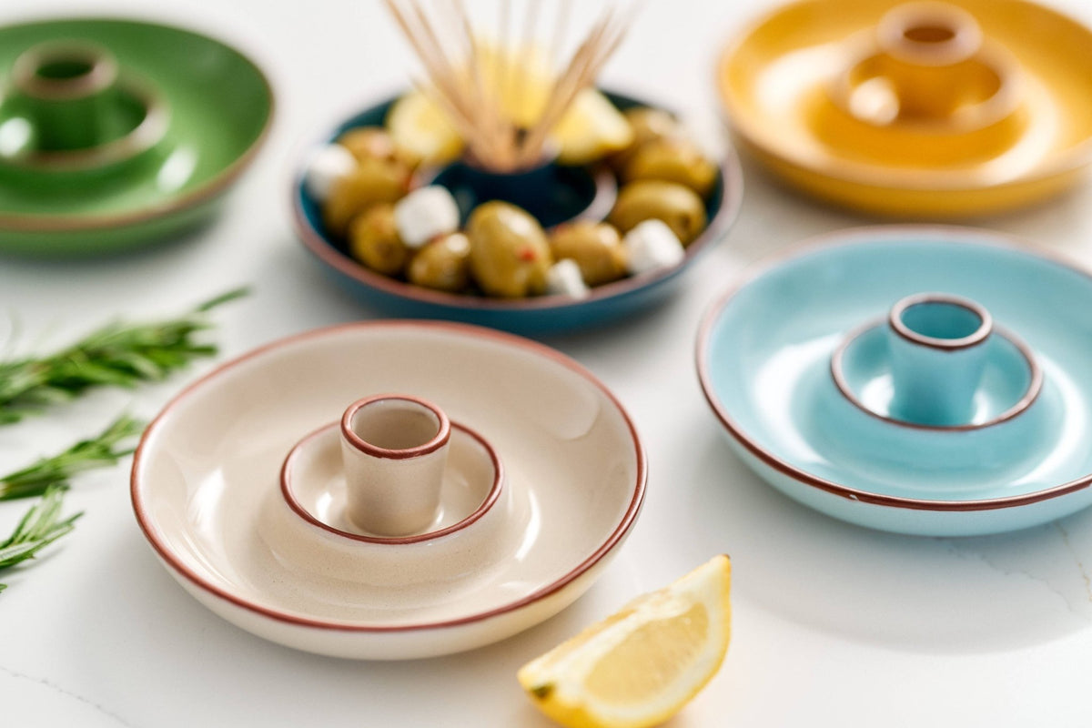 Sintra Glazed Terracotta Olive Dish - Stone - All Good Things