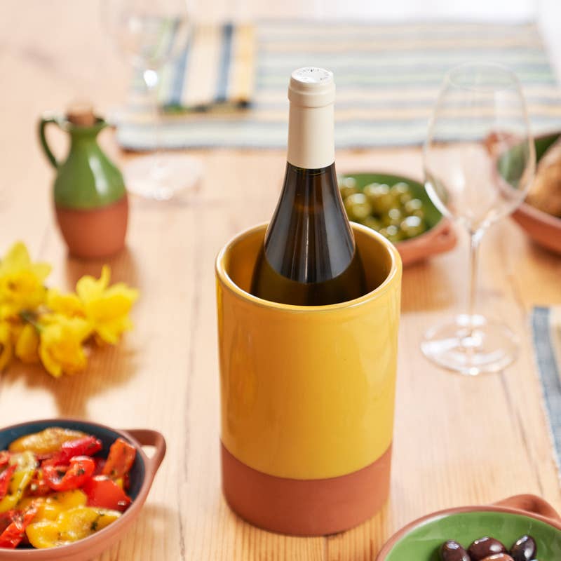 Sintra Glazed Terracotta Wine Cooler - Ochre: Yellow - All Good Things