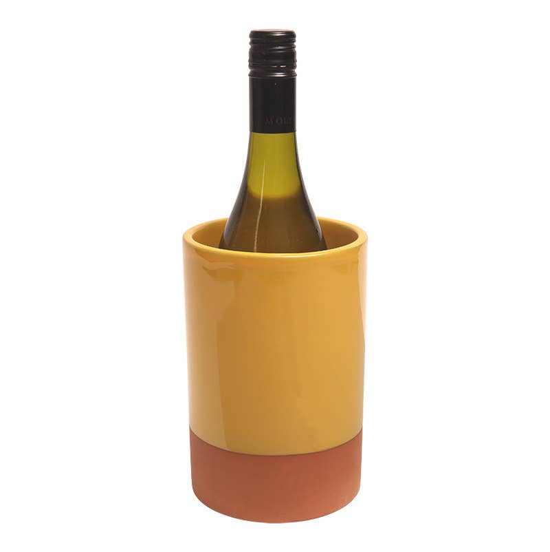 Sintra Glazed Terracotta Wine Cooler - Ochre: Yellow - All Good Things