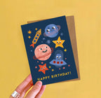 Space Faces Birthday Card | A6 Planet Themed Greeting Card - All Good Things