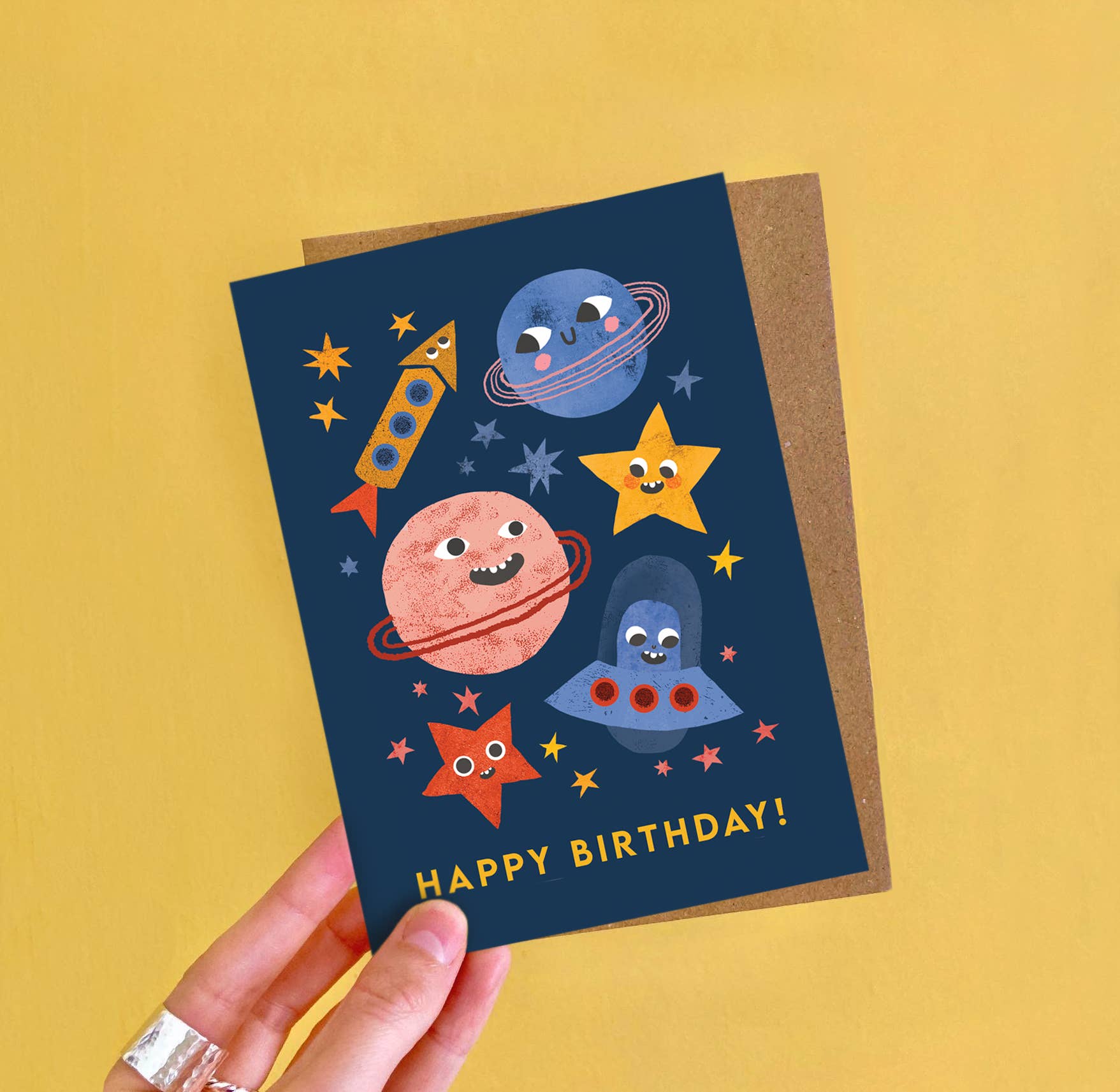 Space Faces Birthday Card | A6 Planet Themed Greeting Card - All Good Things