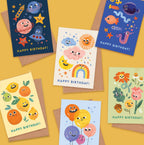 Space Faces Birthday Card | A6 Planet Themed Greeting Card - All Good Things