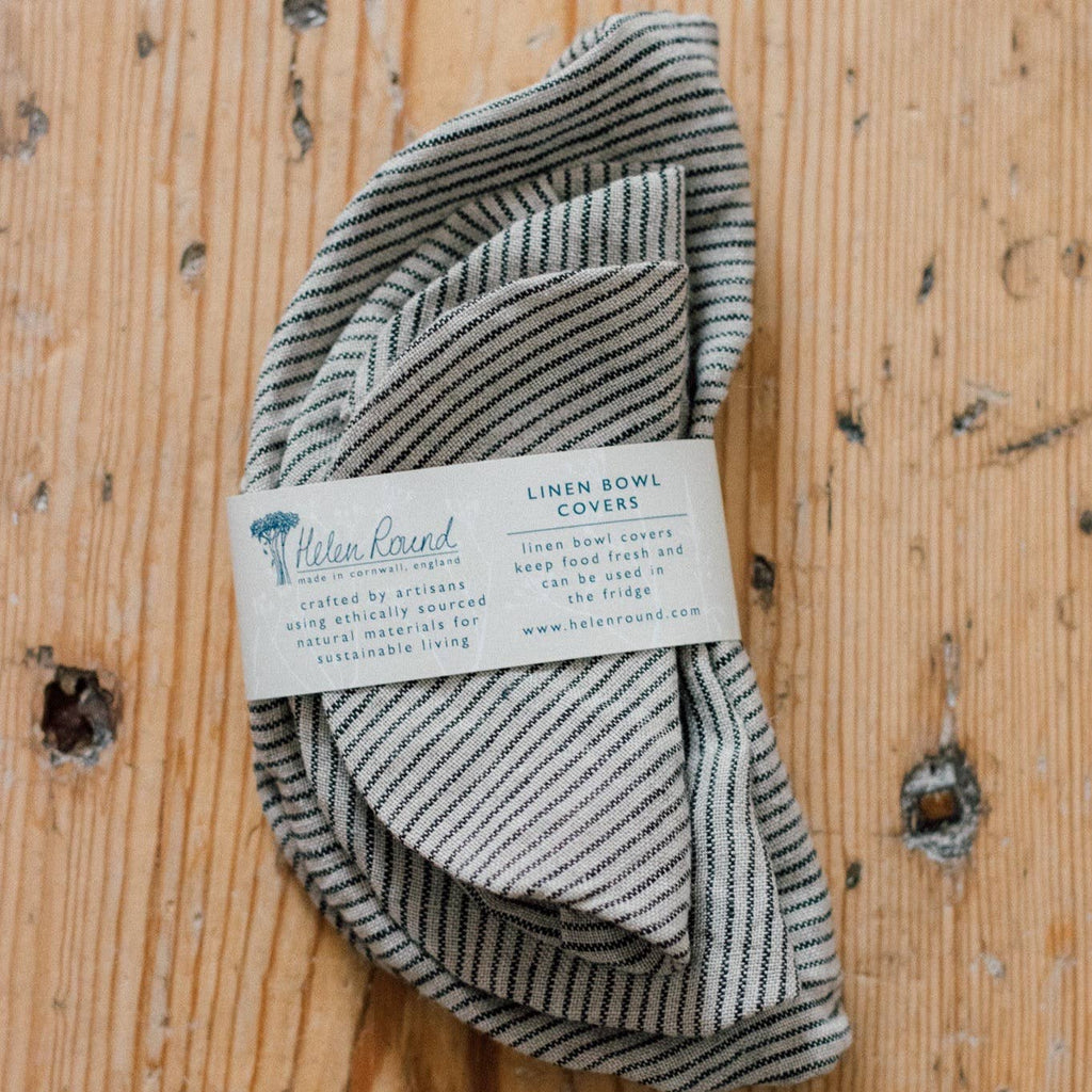 Striped Linen Bowl Covers, Set Of 3, Reusable Bowl Coverings - All Good Things