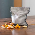 Striped Reusable Linen Snack Bag Dark Blue & Natural Stripes - All Good Things