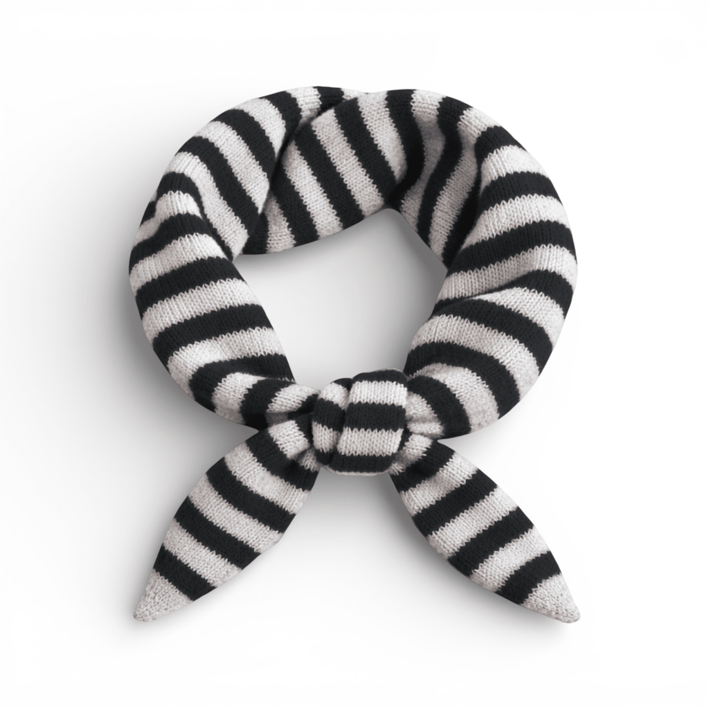 Striped Wool Blend Light Weight Triangle Neck Scarf: Navy Grey - All Good Things