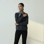 Striped Wool Blend Light Weight Triangle Neck Scarf: Navy Grey - All Good Things