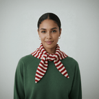 Striped Wool Blend Light Weight Triangle Neck Scarf: Navy Grey - All Good Things