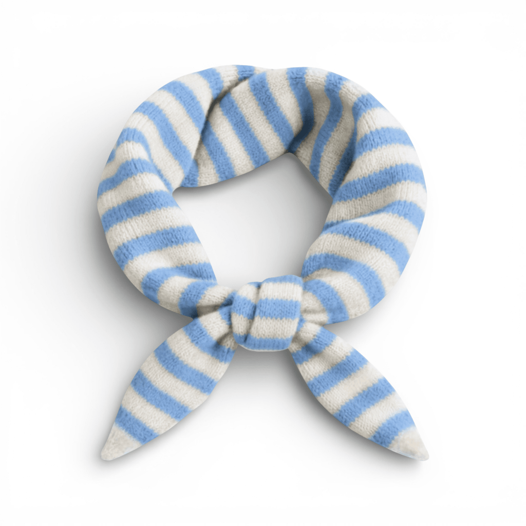 Striped Wool Blend Light Weight Triangle Neck Scarf: Navy Grey - All Good Things