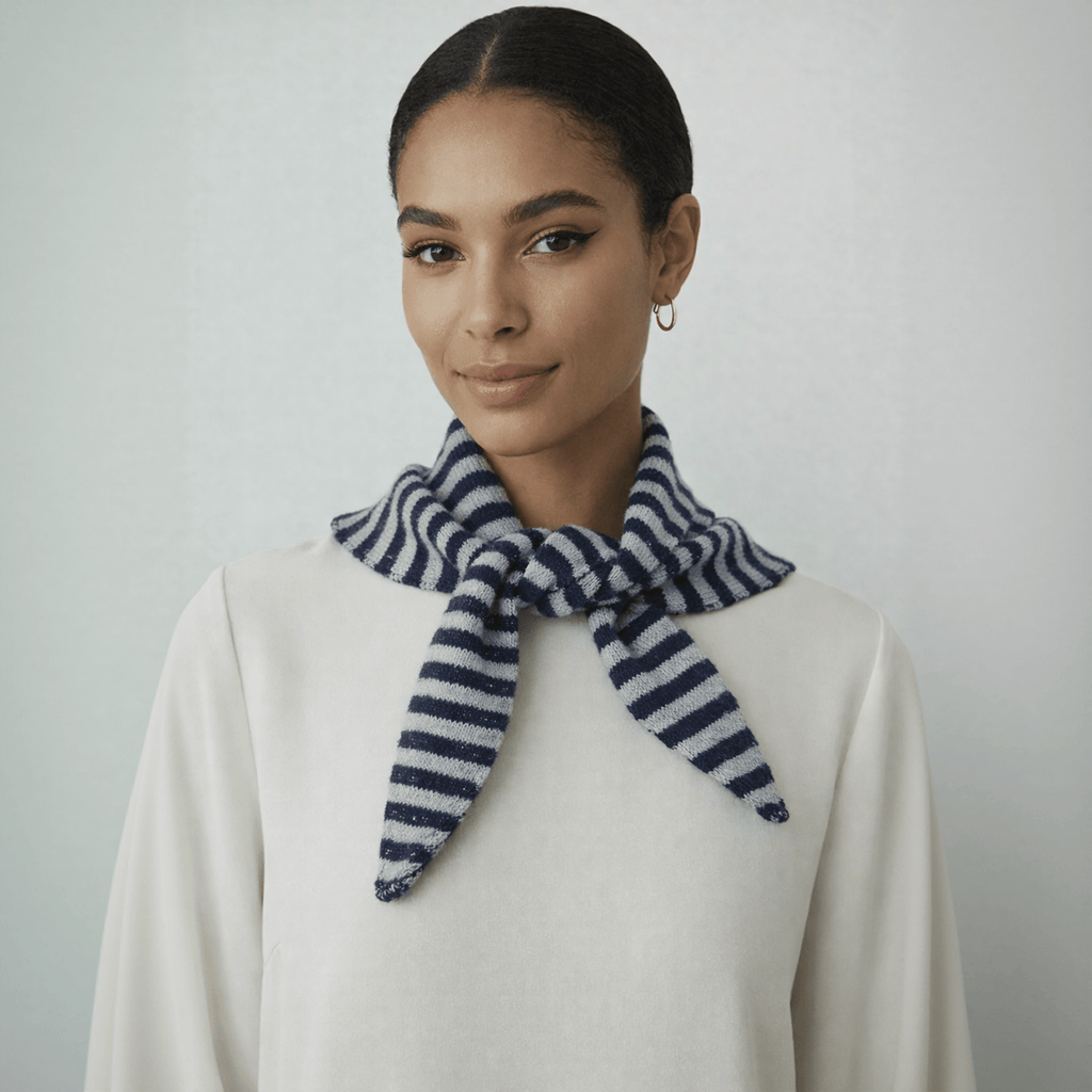 Striped Wool Blend Light Weight Triangle Neck Scarf: Red - All Good Things