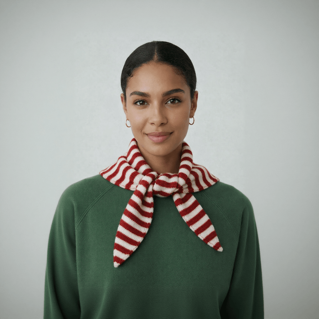 Striped Wool Blend Light Weight Triangle Neck Scarf: Red - All Good Things
