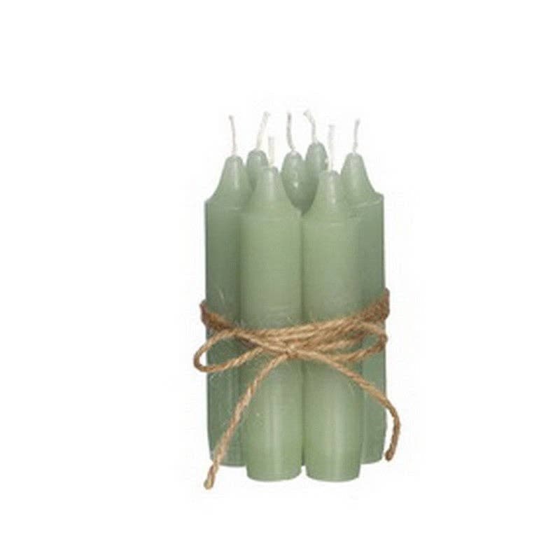 Taper candle h.11 cm set 7 dusty green - All Good Things