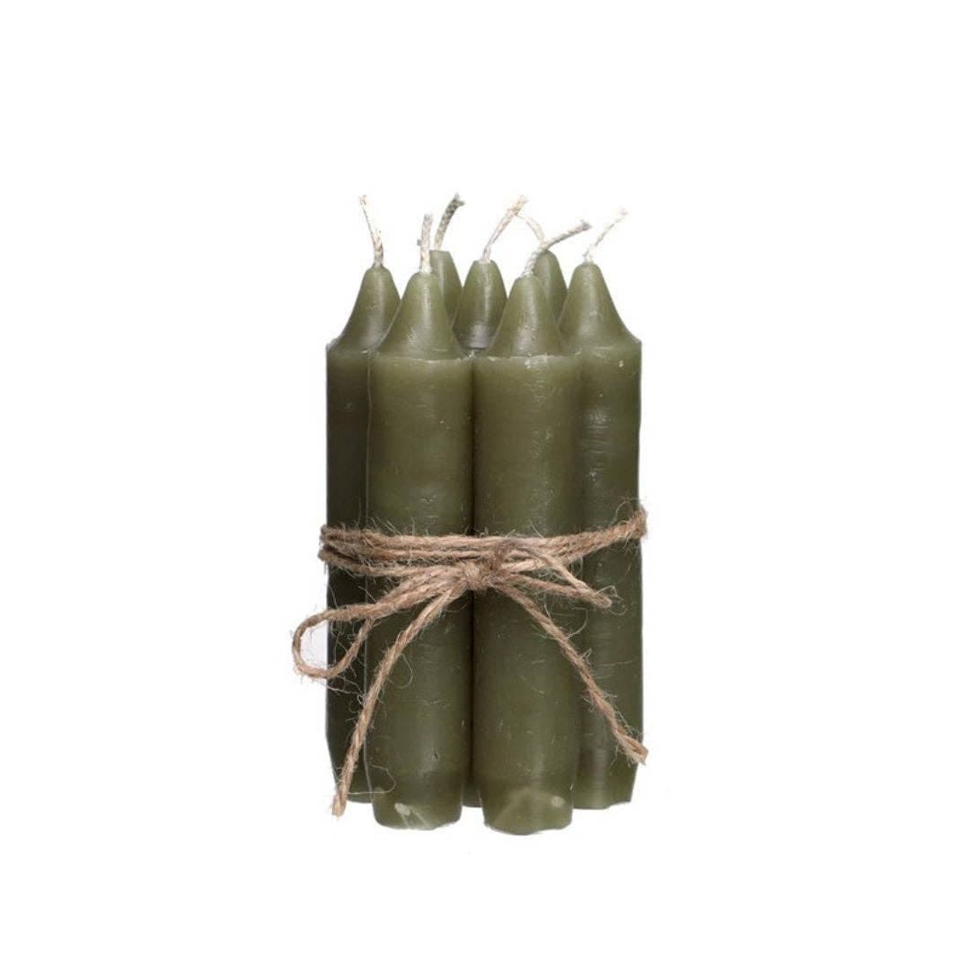 Taper candle h.11 cm set 7 moss green - All Good Things