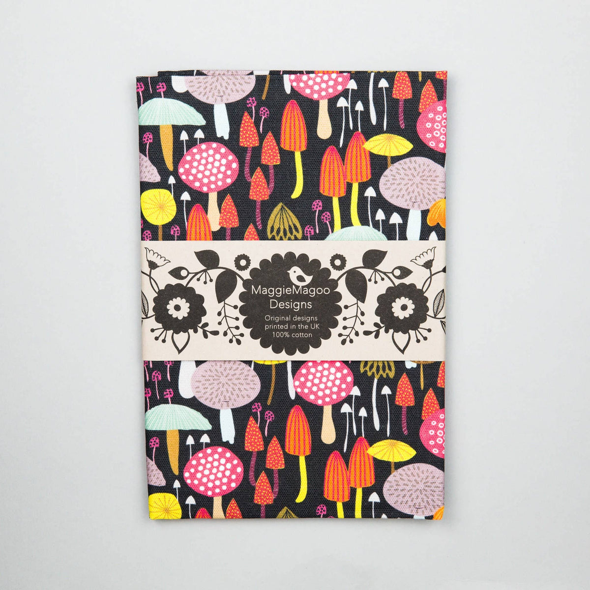Tea Towel | Dark Toadstool and Mushroom Design | 100% Cotton - All Good Things