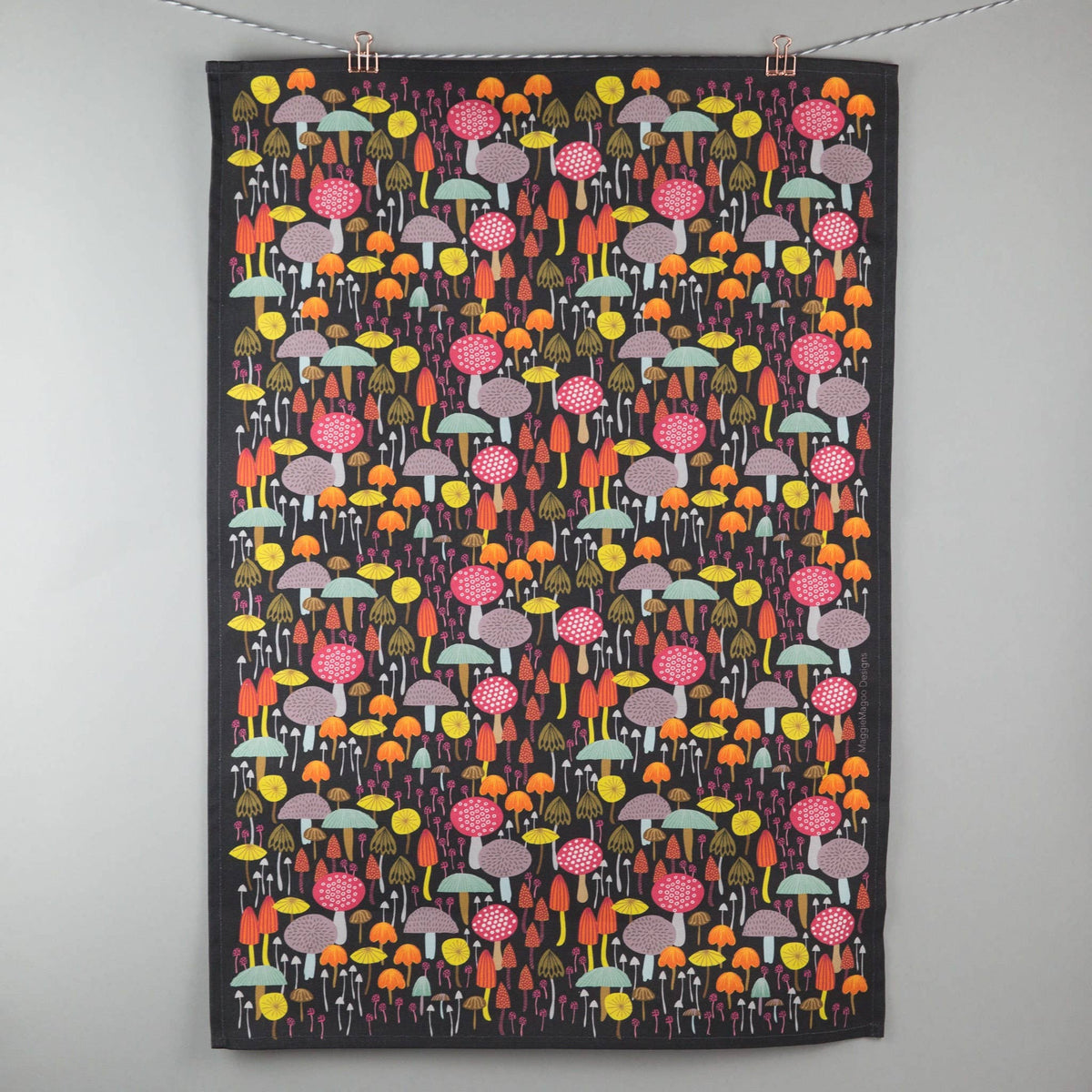 Tea Towel | Dark Toadstool and Mushroom Design | 100% Cotton - All Good Things