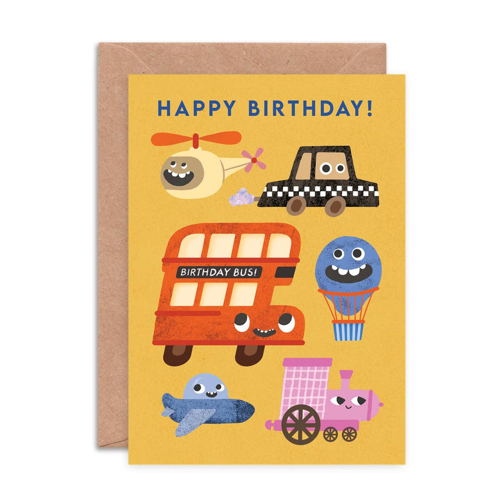 Transport Faces Birthday Card | Children's Greeting Card - All Good Things