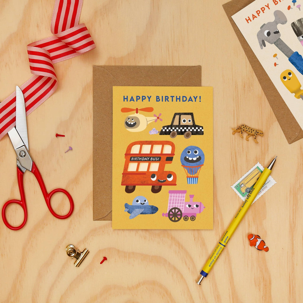 Transport Faces Birthday Card | Children's Greeting Card - All Good Things