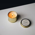 Travel tin candle 100ml (various scents): Golden Hour (Mandarin + Patchouli) - All Good Things