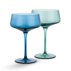Twist Champagne Coupe Glasses - Set of 2 Blue/Green - All Good Things