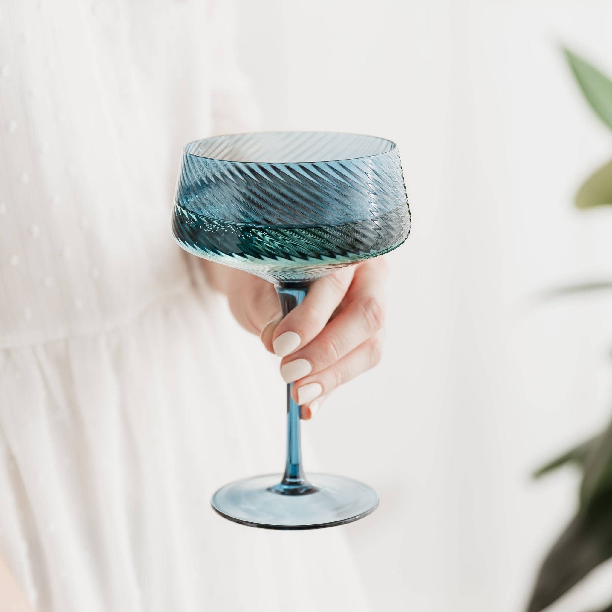 Twist Champagne Coupe Glasses - Set of 2 Blue/Green - All Good Things
