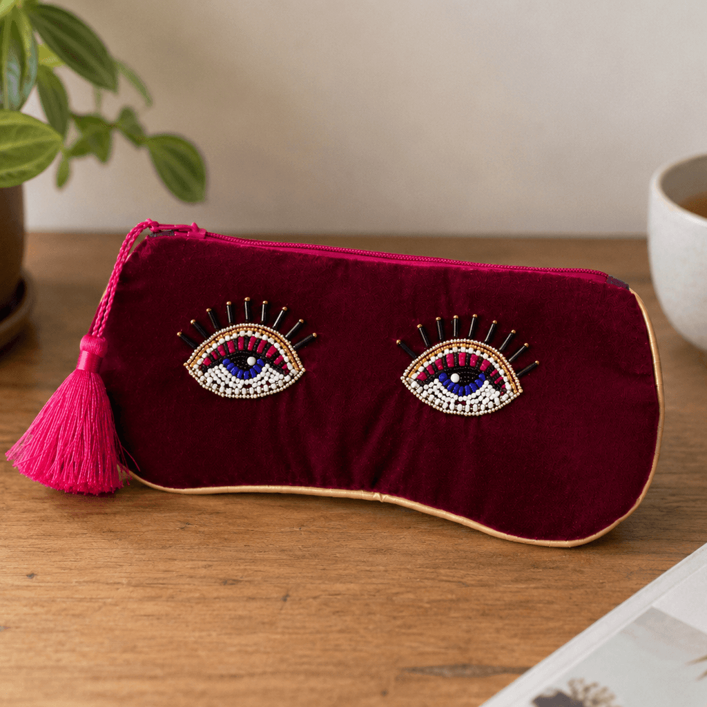 Velvet Beaded Glasses Pouch – Eye Design - All Good Things