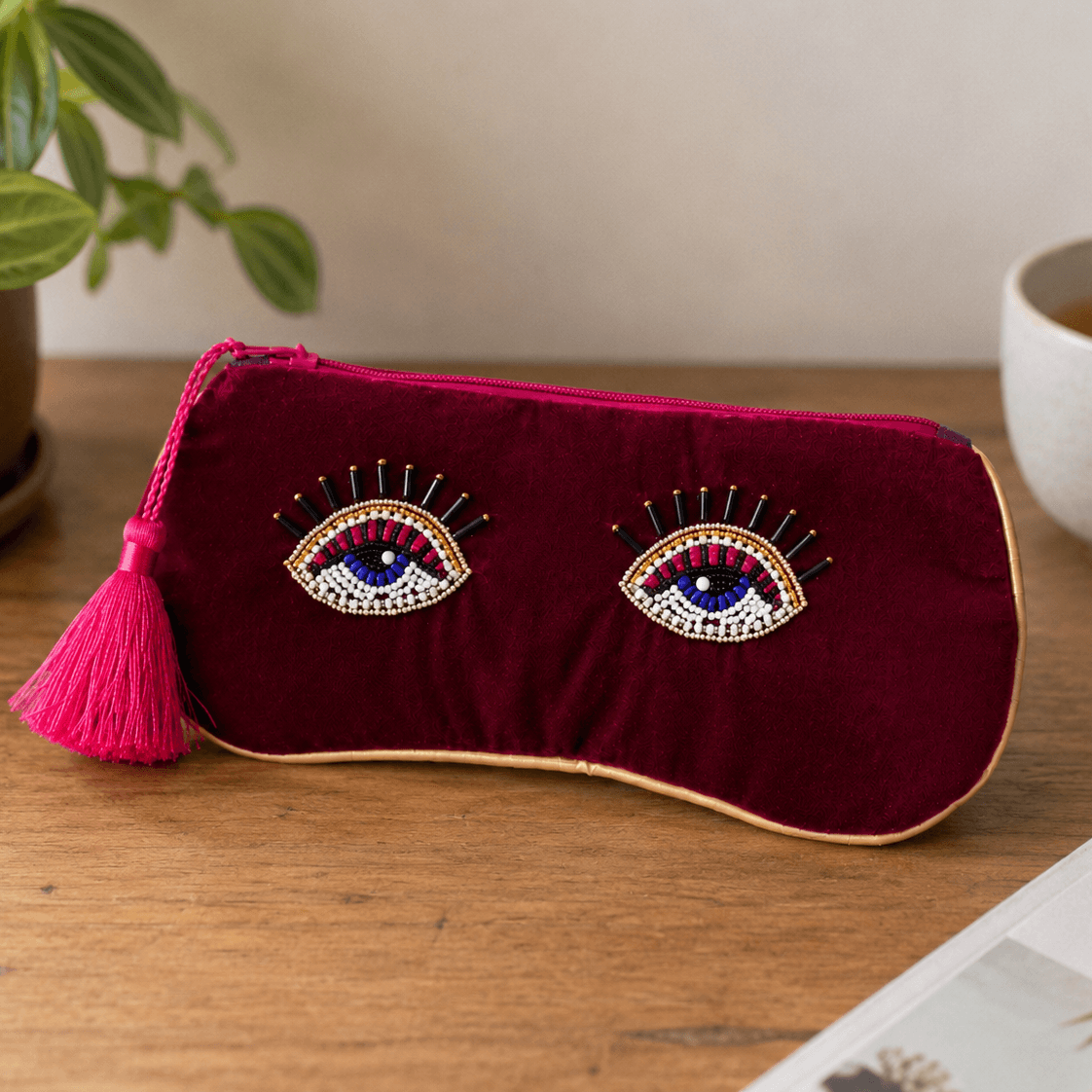 Velvet Beaded Glasses Pouch – Eye Design - All Good Things