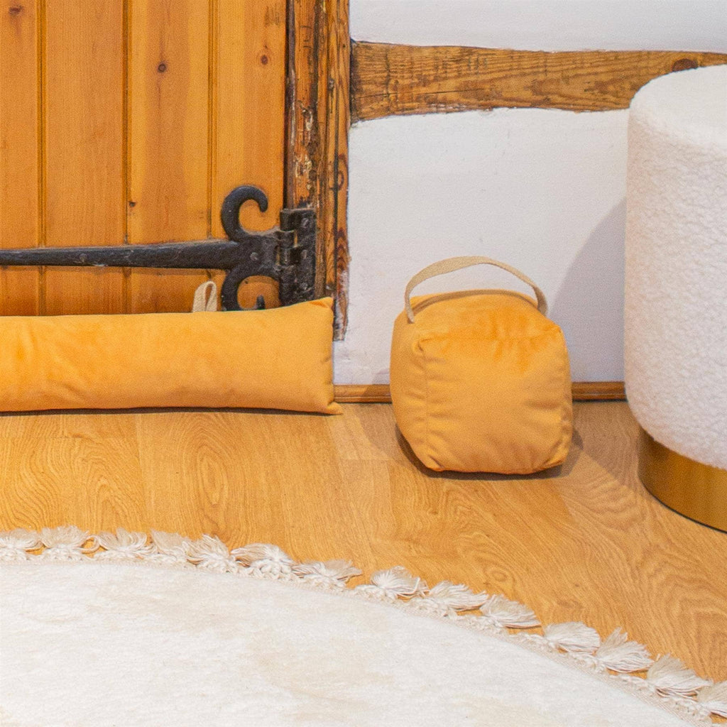 Velvet Draught Excluder | Mustard Yellow - All Good Things