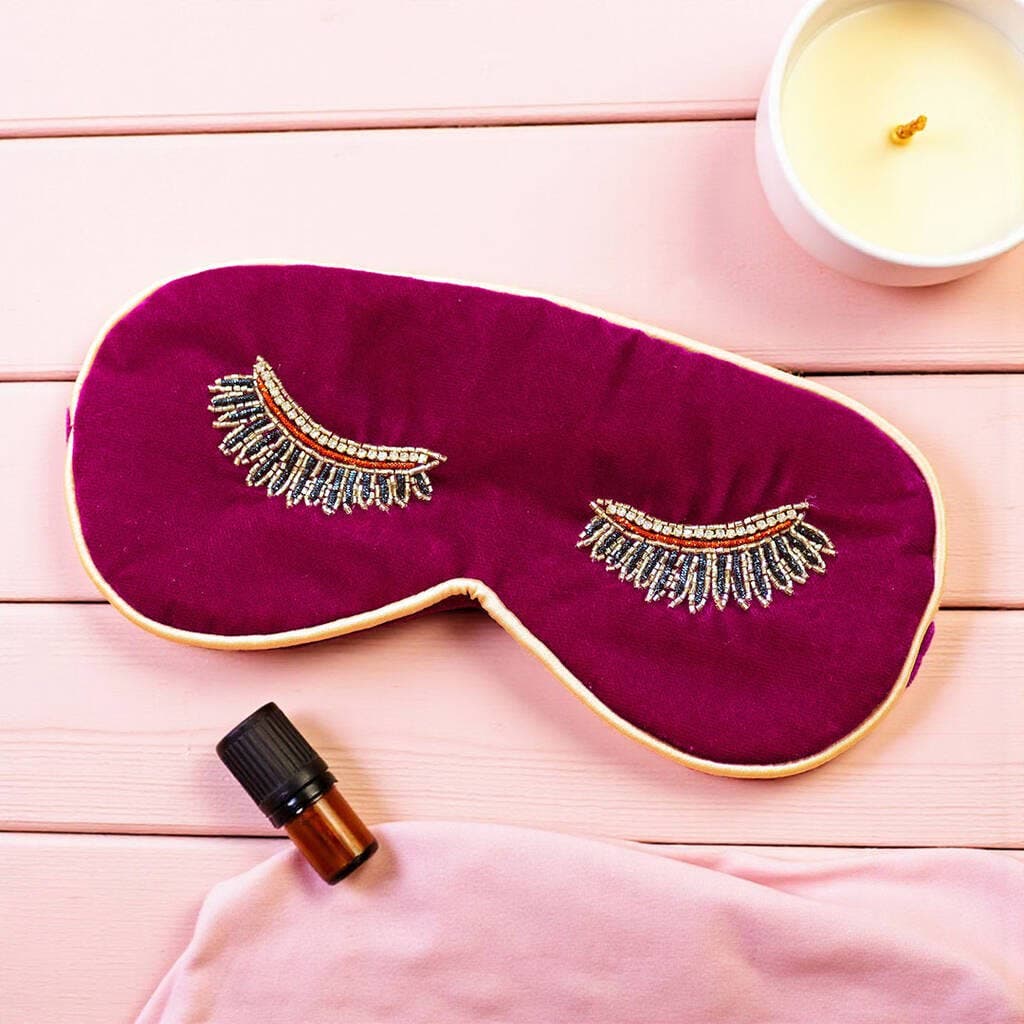 Velvet Eye Mask With Beaded Eyelashes - All Good Things