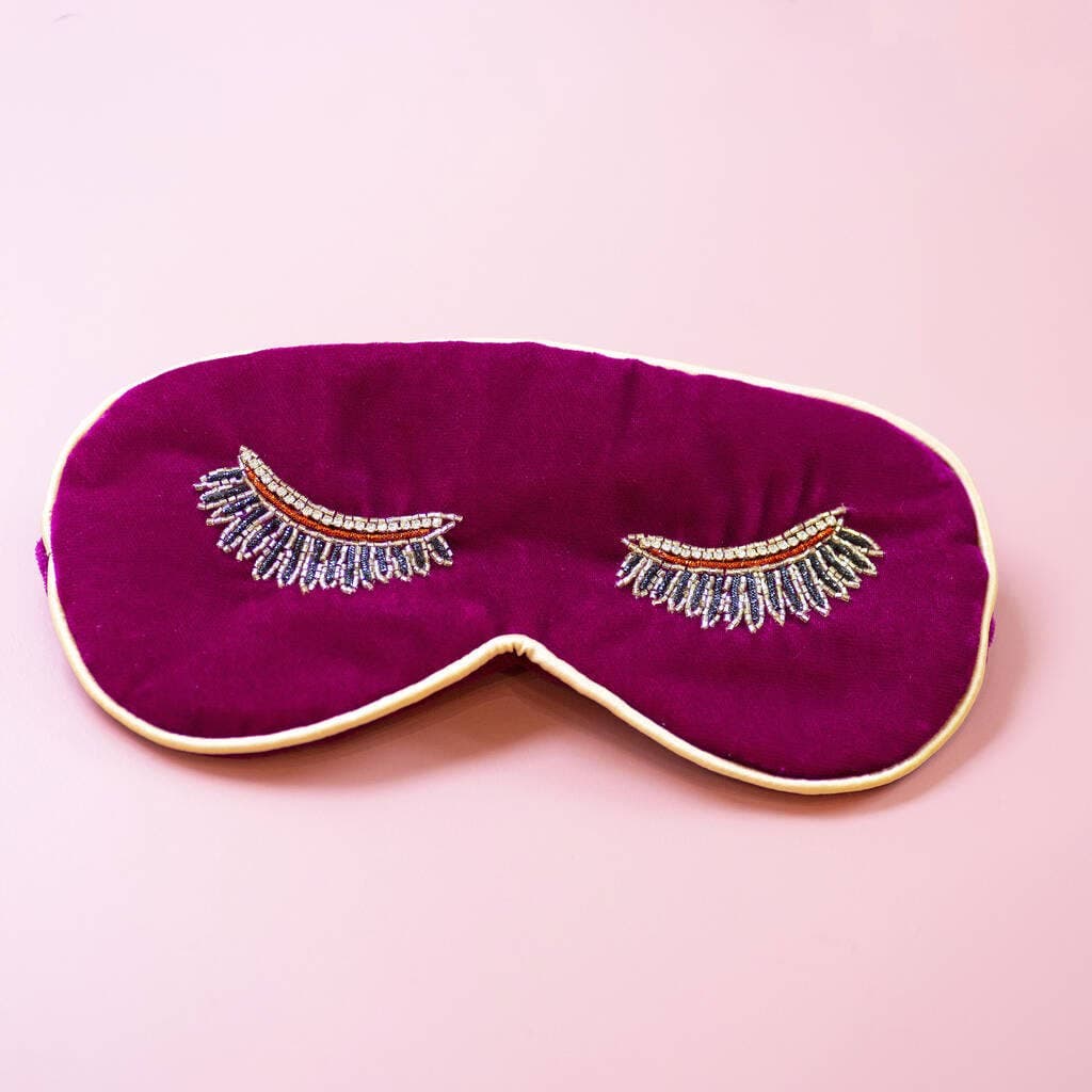 Velvet Eye Mask With Beaded Eyelashes - All Good Things