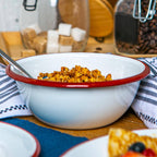White Enamel Bowl - 16cm - Red - All Good Things
