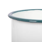 White Enamel Utensil Holder With Green Trim - All Good Things
