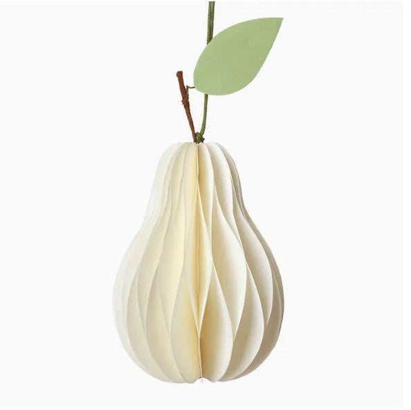 White Paper Pear Bauble Decoration