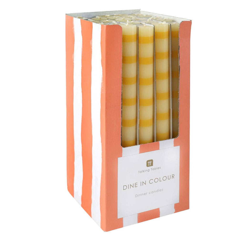 Yellow Striped Dinner Candles - All Good Things