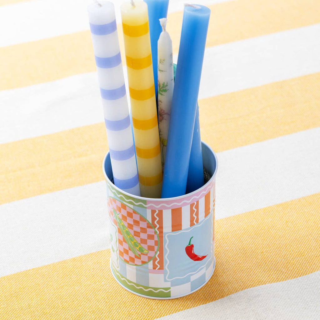 Yellow Striped Dinner Candles - All Good Things