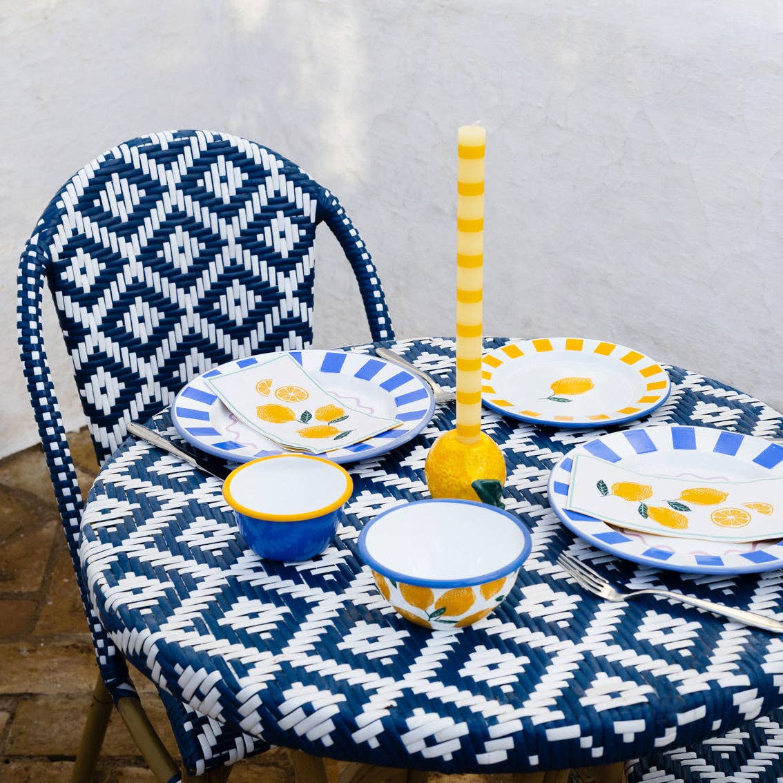 Yellow Striped Dinner Candles - All Good Things